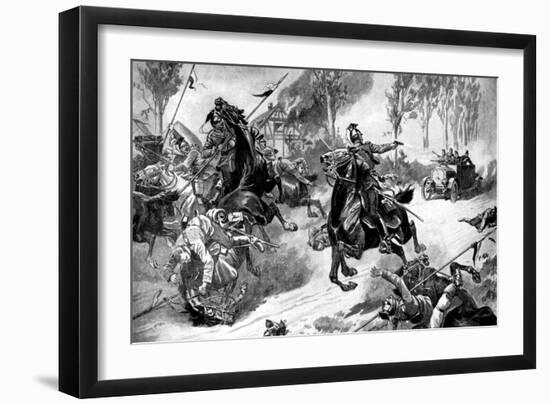 Armoured Belgian Troops under Attack by Uhlans, First World War, 1914-null-Framed Giclee Print