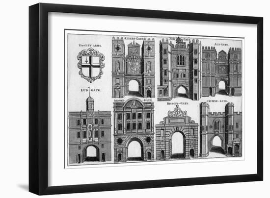 Arms and Gates of the City of London, C1650 (19th Century-null-Framed Giclee Print