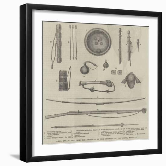Arms, Etc, Taken from the Bhooteas at the Storming of Dewangiri, Bhootan-null-Framed Giclee Print