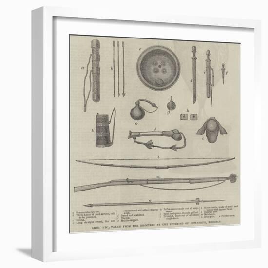 Arms, Etc, Taken from the Bhooteas at the Storming of Dewangiri, Bhootan-null-Framed Giclee Print