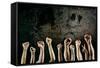 Arms Raised in Protest on a Grunge Background-soupstock-Framed Stretched Canvas