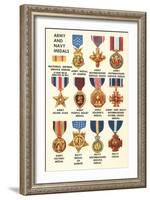 Army and Navy Medals-null-Framed Art Print