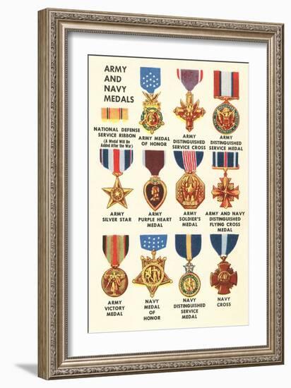 Army and Navy Medals-null-Framed Art Print