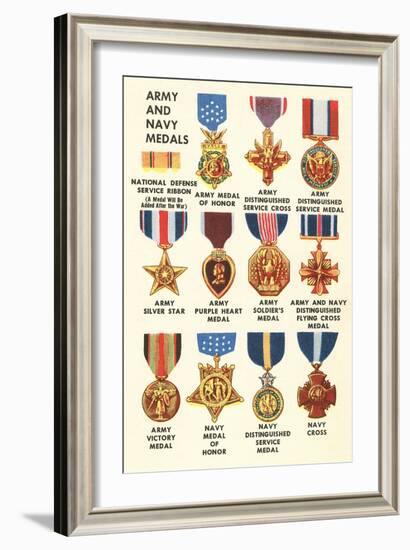 Army and Navy Medals-null-Framed Art Print