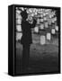 Army Bugler at Arlington Cemetery, During Ceremonies-George Silk-Framed Stretched Canvas