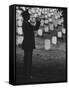 Army Bugler at Arlington Cemetery, During Ceremonies-George Silk-Framed Stretched Canvas