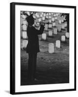 Army Bugler at Arlington Cemetery, During Ceremonies-George Silk-Framed Photographic Print