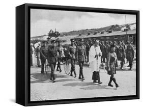 Army Chaplain Officiating at Funeral of Nurse Killed in Air Raid on British Base Near Etables, 1918-null-Framed Stretched Canvas