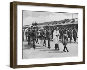 Army Chaplain Officiating at Funeral of Nurse Killed in Air Raid on British Base Near Etables, 1918-null-Framed Giclee Print