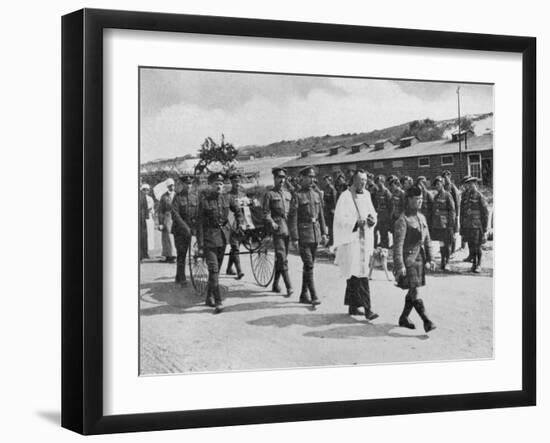 Army Chaplain Officiating at Funeral of Nurse Killed in Air Raid on British Base Near Etables, 1918-null-Framed Giclee Print