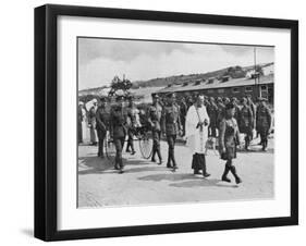 Army Chaplain Officiating at Funeral of Nurse Killed in Air Raid on British Base Near Etables, 1918-null-Framed Giclee Print