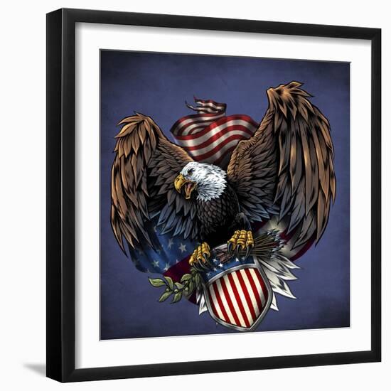 Army Eagle Decal-FlyLand Designs-Framed Giclee Print