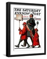 "Army March" or "Grand Reception" Saturday Evening Post Cover, November 8,1924-Norman Rockwell-Framed Giclee Print