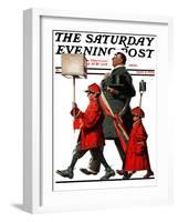 "Army March" or "Grand Reception" Saturday Evening Post Cover, November 8,1924-Norman Rockwell-Framed Giclee Print
