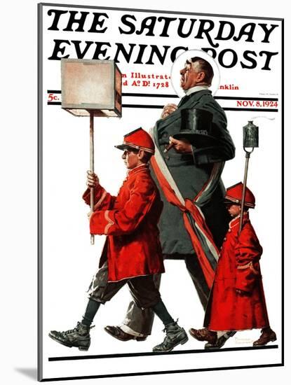 "Army March" or "Grand Reception" Saturday Evening Post Cover, November 8,1924-Norman Rockwell-Mounted Giclee Print
