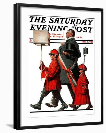 "Army March" or "Grand Reception" Saturday Evening Post Cover, November 8,1924-Norman Rockwell-Framed Giclee Print