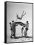 Army Men Bouncing Starlet Majorie Woodworth Into the Air-John Florea-Framed Stretched Canvas