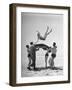 Army Men Bouncing Starlet Majorie Woodworth Into the Air-John Florea-Framed Photographic Print