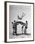 Army Men Bouncing Starlet Majorie Woodworth Into the Air-John Florea-Framed Photographic Print