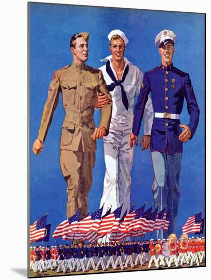 "Army, Navy and Marines,"November 13, 1937-John E. Sheridan-Mounted Giclee Print