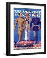 "Army, Navy and Marines," Saturday Evening Post Cover, November 13, 1937-John E. Sheridan-Framed Giclee Print