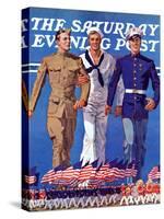 "Army, Navy and Marines," Saturday Evening Post Cover, November 13, 1937-John E. Sheridan-Stretched Canvas