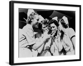 Army Nurses Lighting Up their Cigarettes in 1947-null-Framed Photo