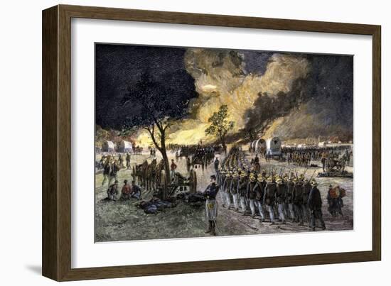 Army of the Potomac under General George B. Mcclellan Retreating from the Chickahominy in 1862-null-Framed Giclee Print