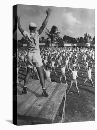 Army Recruits Doing Calisthenics-Myron Davis-Stretched Canvas