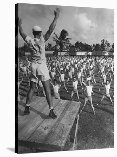 Army Recruits Doing Calisthenics-Myron Davis-Stretched Canvas