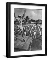 Army Recruits Doing Calisthenics-Myron Davis-Framed Photographic Print