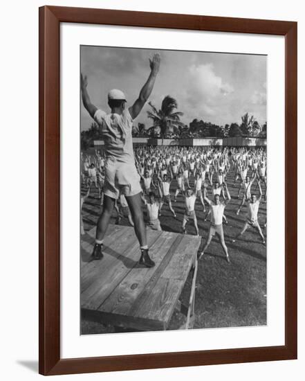 Army Recruits Doing Calisthenics-Myron Davis-Framed Photographic Print