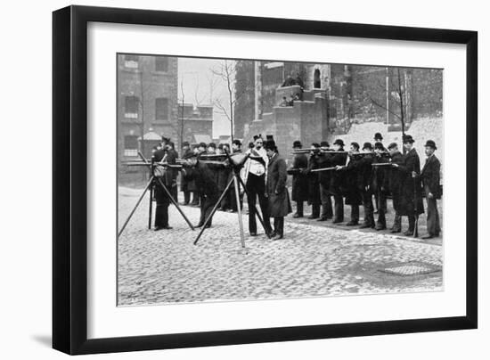 Army Reserve Men at Musketry Drill at the Tower of London, 1896-W Gregory-Framed Giclee Print