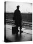 Army Sergeant Visiting Home on Leave Waiting at the Railway Station-Bob Landry-Stretched Canvas