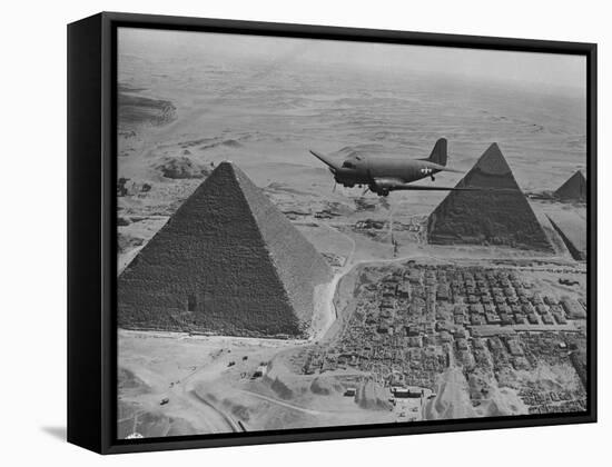 Army Supply Plane over the Pyramids-null-Framed Stretched Canvas