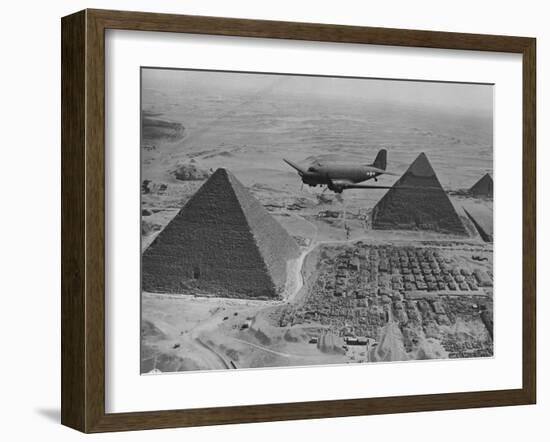 Army Supply Plane over the Pyramids-null-Framed Premium Photographic Print