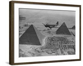 Army Supply Plane over the Pyramids-null-Framed Photographic Print