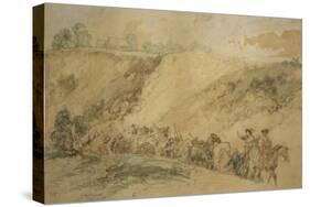 Army Waggons in a Ravine, C1837-1897-John Gilbert-Stretched Canvas