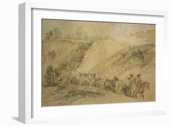 Army Waggons in a Ravine, C1837-1897-John Gilbert-Framed Giclee Print