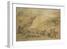 Army Waggons in a Ravine, C1837-1897-John Gilbert-Framed Giclee Print