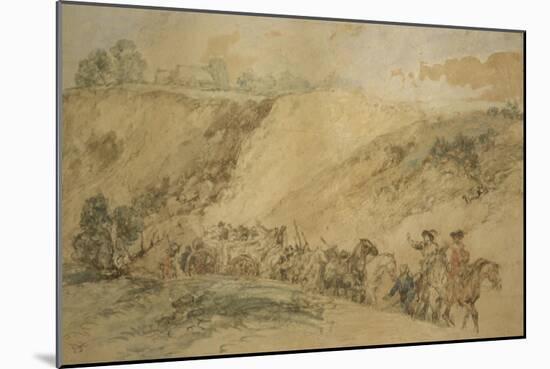 Army Waggons in a Ravine, C1837-1897-John Gilbert-Mounted Giclee Print