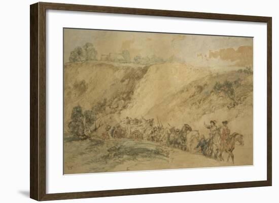 Army Waggons in a Ravine, C1837-1897-John Gilbert-Framed Giclee Print
