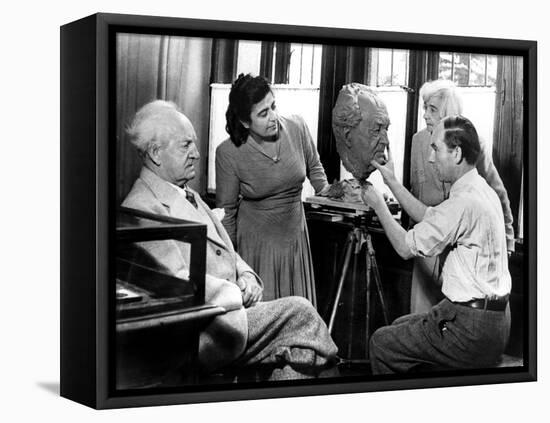 Arno Breker, German Sculptor, Working on a Bust of Gerhart Hauptmann, October 1942-null-Framed Stretched Canvas