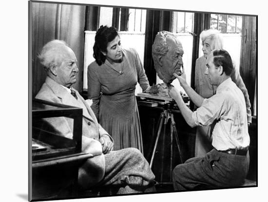 Arno Breker, German Sculptor, Working on a Bust of Gerhart Hauptmann, October 1942-null-Mounted Giclee Print