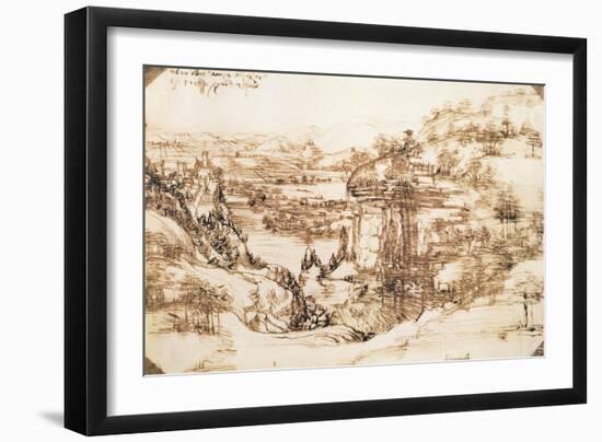 Arno Landscape, 5th August, 1473-Leonardo da Vinci-Framed Giclee Print