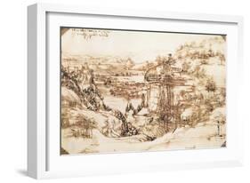 Arno Landscape, 5th August, 1473-Leonardo da Vinci-Framed Giclee Print