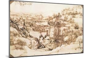 Arno Landscape, 5th August, 1473-Leonardo da Vinci-Mounted Giclee Print