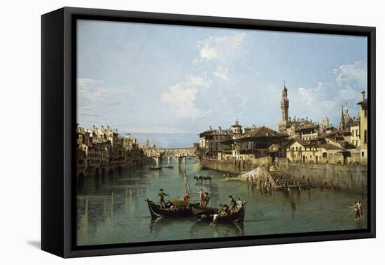 Arno River and Ponte Vecchio in Florence, 1742-Bernardo Bellotto-Framed Stretched Canvas