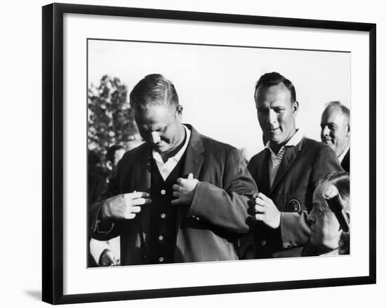 Arnold Palmer Helping Winner of the Masters Golf Tournament Jack Nicklaus-null-Framed Premium Photographic Print