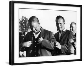 Arnold Palmer Helping Winner of the Masters Golf Tournament Jack Nicklaus-null-Framed Premium Photographic Print